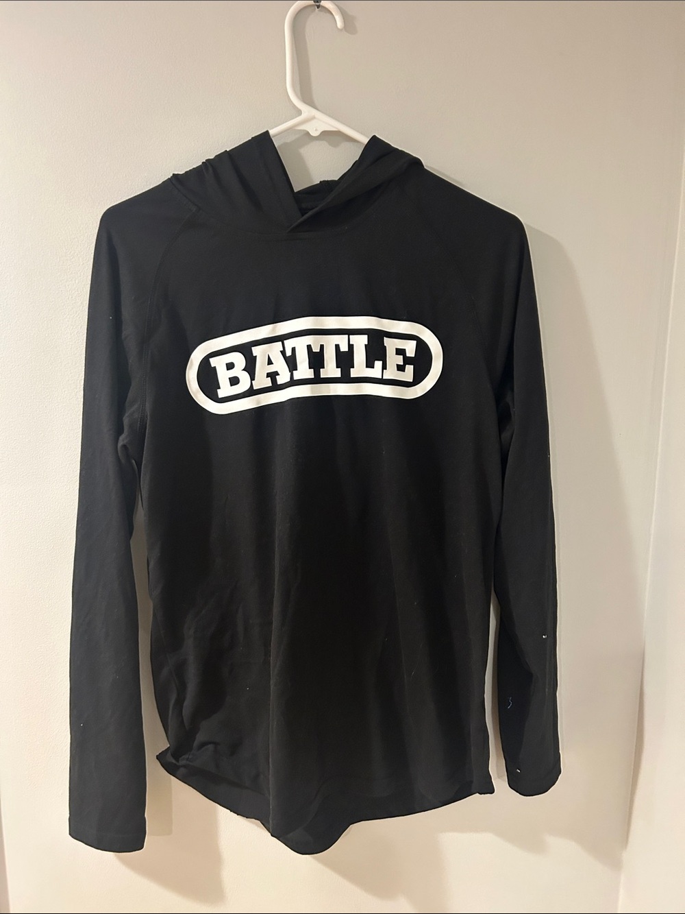 Kids Black Hooded Long-Sleeve Top with 'BATTLE' Logo